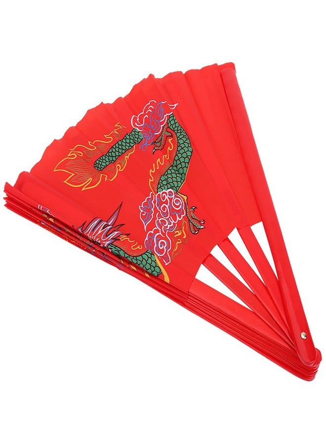 Jauarta Red Tai Chi Martial Arts Tai Chi Martial Arts, Chinese Kung Fu Tai Chi Fan, Handheld Martial Arts Dance Bamboo Fan Dragon, Phoenix Folding Hand Fan for Men or Women Bamboo Fan - Image 4